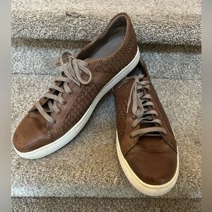 Trask woven leather sneakers business casual lace up shoes. Sz 13. Medium brown